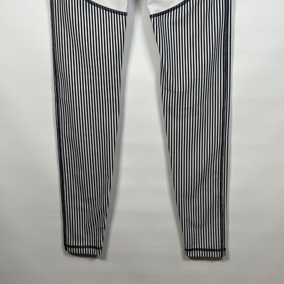 All Fenix Women's XS Striped Leggings Blue White Colorblock High Rise Activewear - Picture 7 of 15